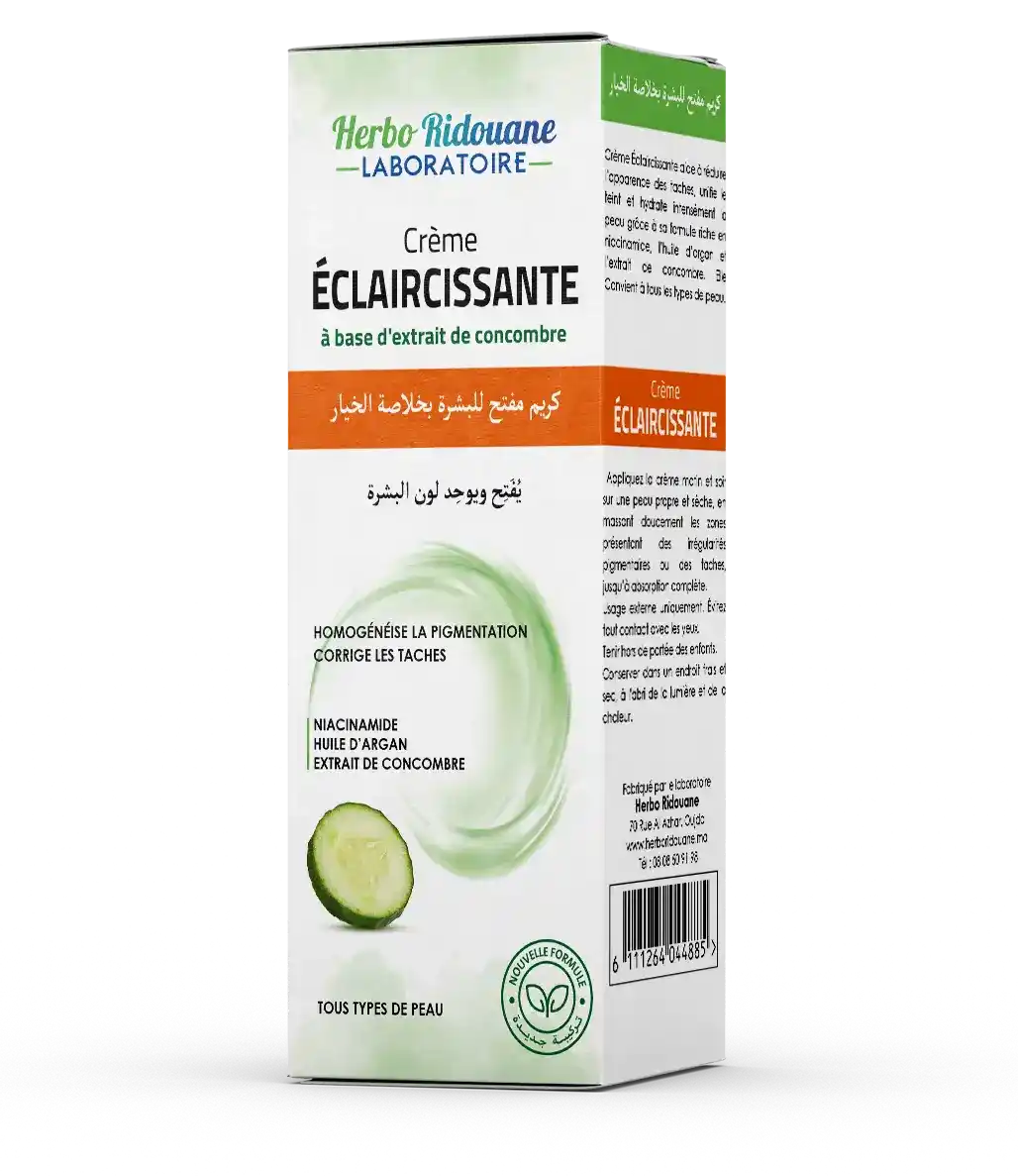 Crème éclaircissante à base d'extrait de concombre